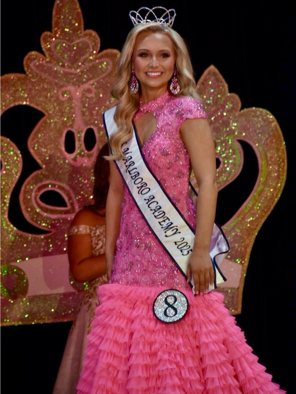 ASHLEYlauren Couture Elegant Pink beaded Pageant /Prom Dress